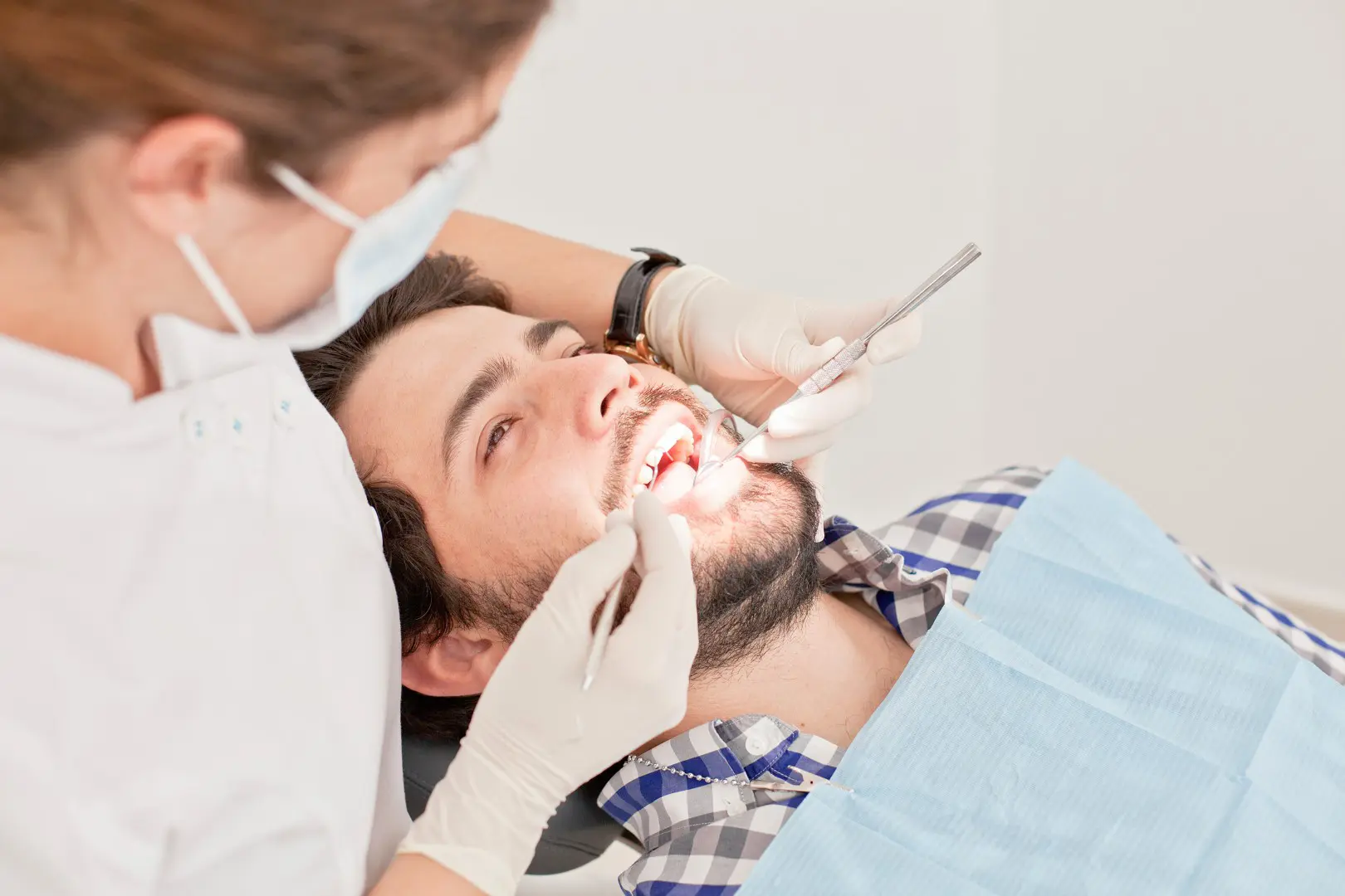 Young man having dental exam