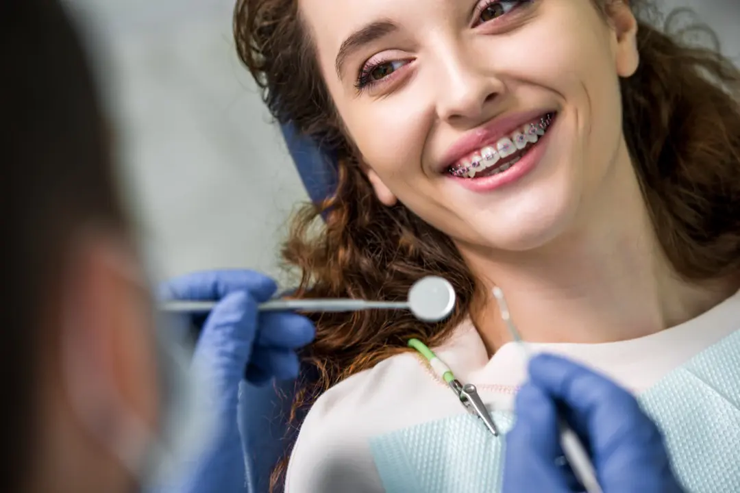 Woman getting adult braces