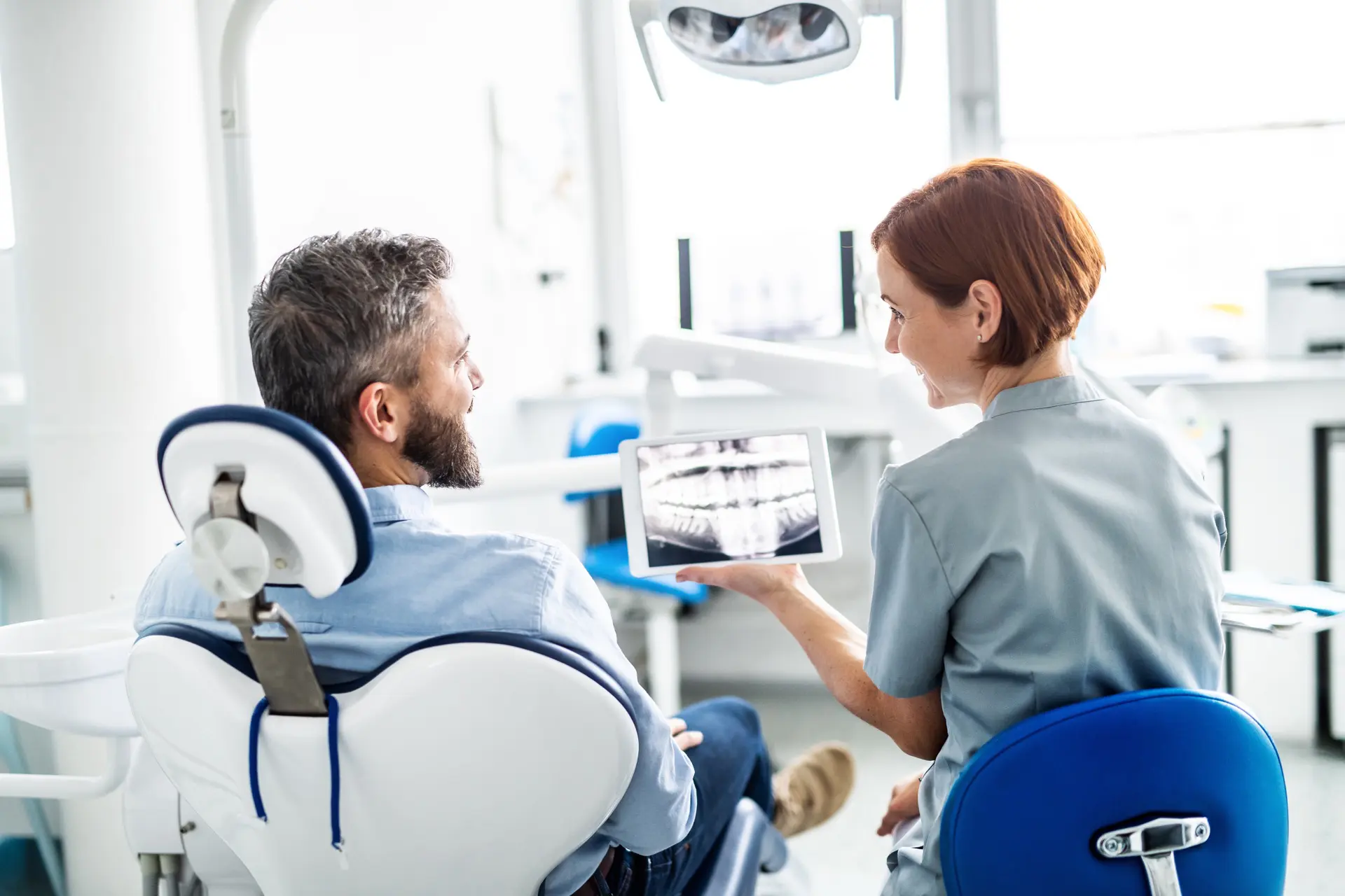 Man getting dental exam