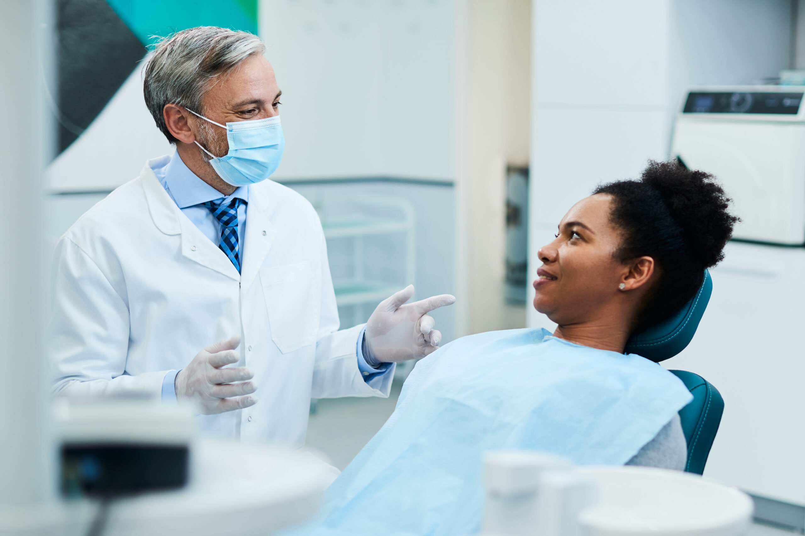 Anxious patient meets with dentist